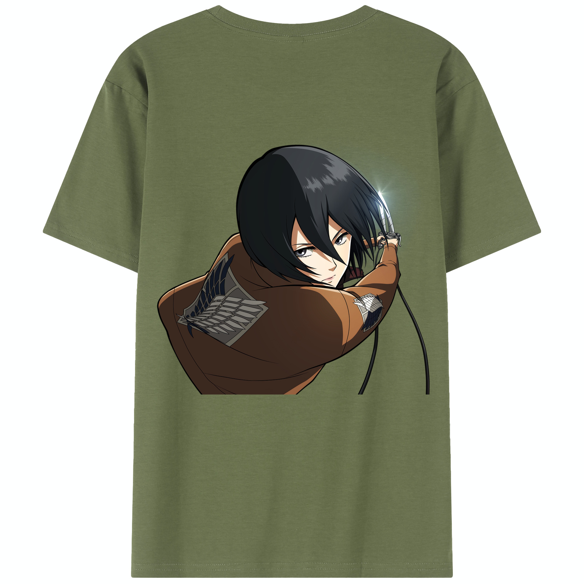 （画像用） 進撃の巨人 ミカサ·アッカーマン Attack on Titan Mikasa Ackerman 綿100％半袖Tシャツ（背面プリント）